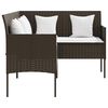 vidaXL 5-delige Loungeset met kussens L-vormig poly rattan bruin