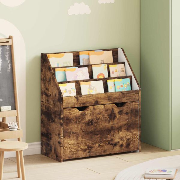 vidaXL Kinderen Boekenkast met lade Gerookt eiken 60 x 29,5 x 69 cm