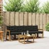 vidaXL Buiten bankenset met kussen 5 pcs Natuurlijk en Zwart