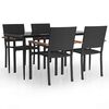 vidaXL 5-delige Tuinset poly rattan zwart