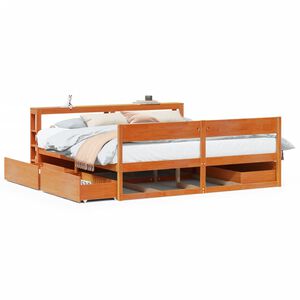 vidaXL Bedframe zonder matras massief grenenhout wasbruin 180x200 cm