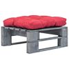 vidaXL Tuinhocker met rood kussen pallet hout grijs