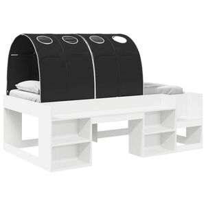 vidaXL Bedframe met tunnel met plank 3 st Wit en zwart Bewerkt hout