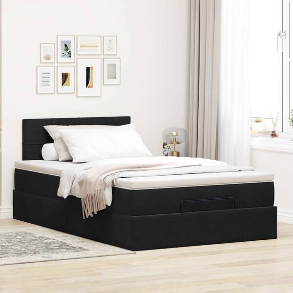 vidaXL Ottoman bed met matras 120x200cm fluweel zwart