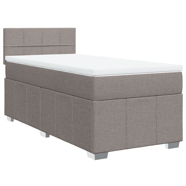 vidaXL Boxspring met matras stof taupe 80x200 cm