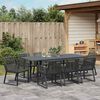vidaXL Tuin eettafelset 9 pcs Zwart poly rattan