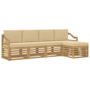 vidaXL Buiten bankenset 5 st 5-zits Wit en Beige Polyester