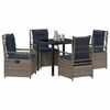 vidaXL Tuin eettafelset 5 pcs Grijs poly rattan