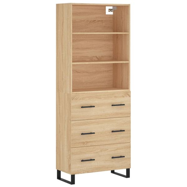 vidaXL Hoge kast 69,5x34x180 cm bewerkt hout sonoma eikenkleurig