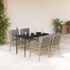 vidaXL 5-delige Tuinset met kussens poly rattan gemengd beige