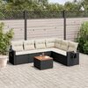 vidaXL 7-delige Loungeset met kussens poly rattan zwart