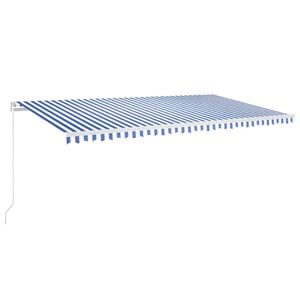 vidaXL Luifel handmatig uittrekbaar met LED 600x350 cm blauw en wit