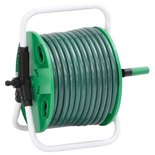 vidaXL Slanghaspel met slangkoppelset 0,5" 20 m vrijstaand PVC groen