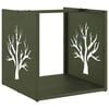 vidaXL Brandhoutrek 40x40x40 cm koudgewalst staal olijfgroen