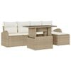 vidaXL Tuin Sofa Set 6 st Beige Poly riet