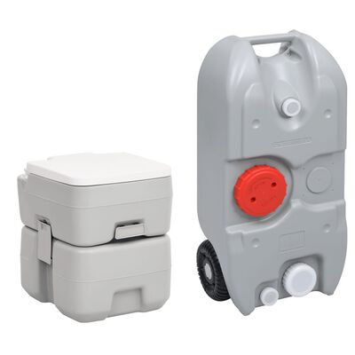 LIFEZEAL Draagbaar campingtoilet met 20 liter watertank, mobiel campingtoilet op comfortabele zithoogte, reistoilet met zuigerpomp en deksel, outdoor toilet voor onderweg, camper en reizen