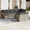 vidaXL 10-delige Loungeset met kussens poly rattan grijs
