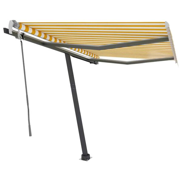 vidaXL Luifel handmatig uittrekbaar met LED 300x250 cm geel en wit