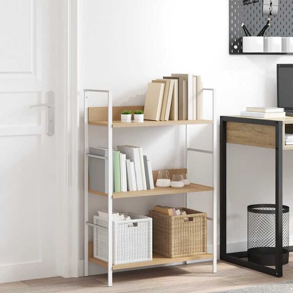 vidaXL Boekenkast 3 schappen 60x27,6x90,5 cm bewerkt hout eikenkleurig