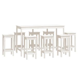 vidaXL 9-delige Barset massief grenenhout wit