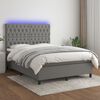 vidaXL Boxspring met matras en LED stof donkergrijs 140x190 cm