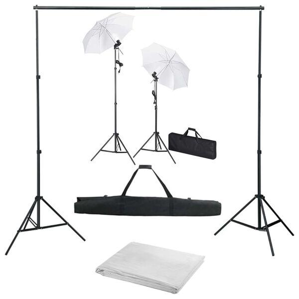vidaXL Fotostudioset met achtergrond, lampen en paraplu's
