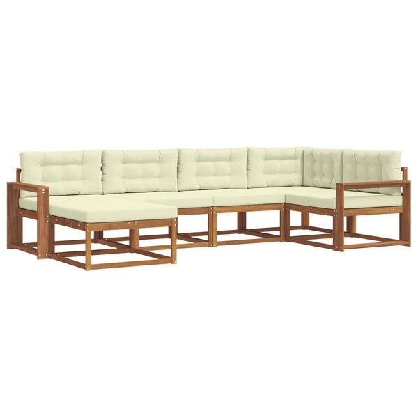 vidaXL Buiten bankenset met kussen 6 pcs Natuurlijk en Cr&egrave;me