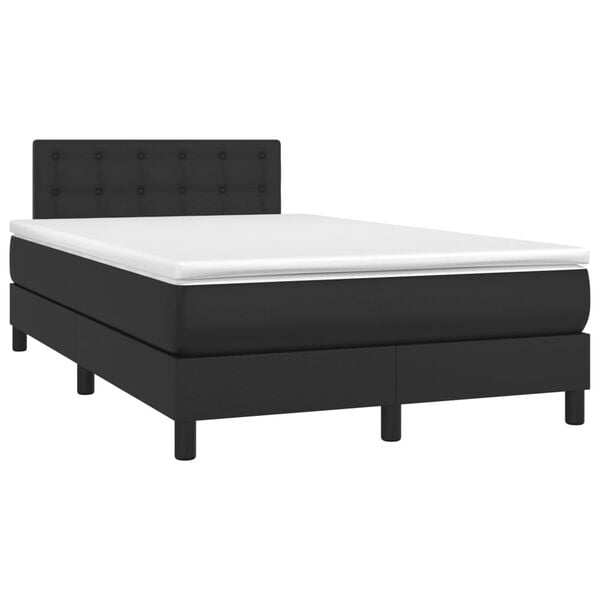vidaXL Boxspring met matras en LED kunstleer zwart 120x200 cm