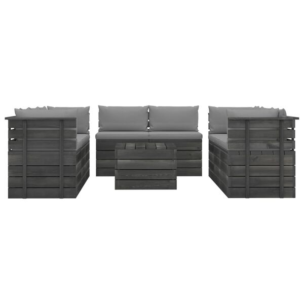 vidaXL 9-delige Loungeset met kussens pallet massief grenenhout