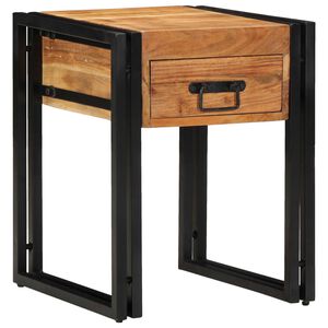 vidaXL Bijzettafel Bruin en zwart 40 x 40 x 50 cm Massief Acaciahout