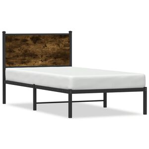 vidaXL Bedframe zonder matras metaal gerookt eikenkleurig 90x190 cm