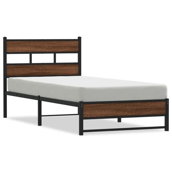 vidaXL Bedframe zonder matras metaal bruin eikenkleurig 107x203 cm