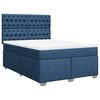 vidaXL Boxspring met matras stof blauw 140x200 cm