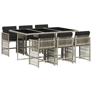 vidaXL 7-delige Tuinset met kussens poly rattan grijs