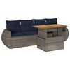 vidaXL 5-delige Loungeset met kussens poly rattan grijs