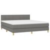 vidaXL Boxspring met matras en LED stof donkergrijs 160x200 cm