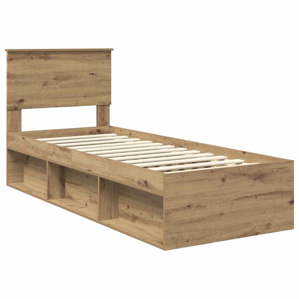 vidaXL Bedframe Ambachtelijk eiken 75 x 190 cm Massief grenenhout