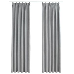 vidaXL Gordijnen verduisterend met haken 2 st 140x175 cm grijs