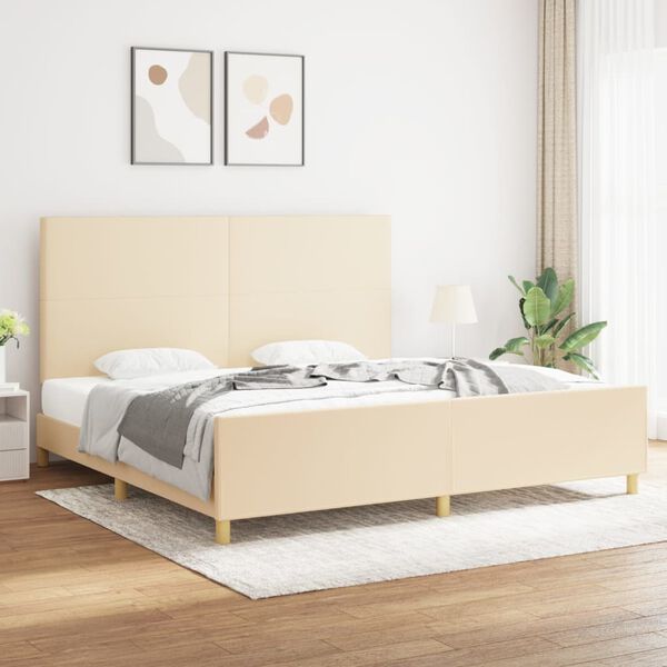 vidaXL Bedframe zonder matras stof cr&egrave;mekleurig 200x200 cm