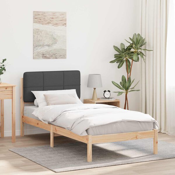 vidaXL Bedframe met Gevoerd Hoofdgedeelte Donkergrijs 90 x 190 cm