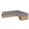 vidaXL 10-delige Loungeset met kussens poly rattan beige