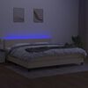 vidaXL Boxspring met matras en LED stof cr&egrave;mekleurig 200x200 cm