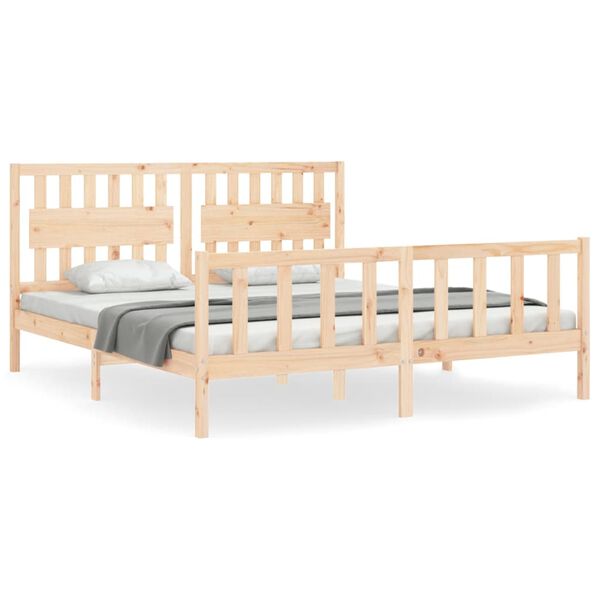 vidaXL Bedframe met hoofdbord massief hout