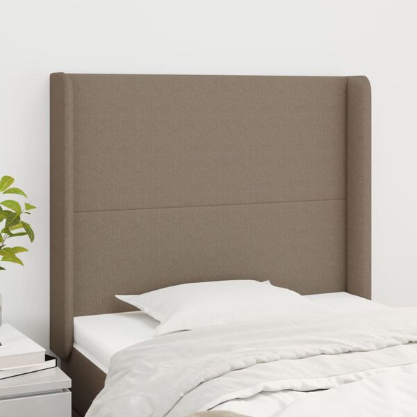 vidaXL Hoofdbord met randen 103x16x118/128 cm stof taupe