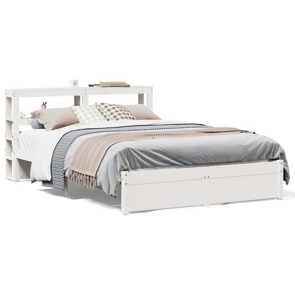 vidaXL Bedframe met hoofdeinde zonder matras 140x200 cm wit