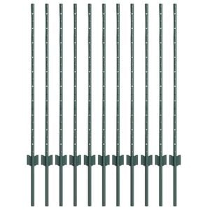 vidaXL ingegraven hekpalen 11 st Groen 140 cm Gepoedercoat staal