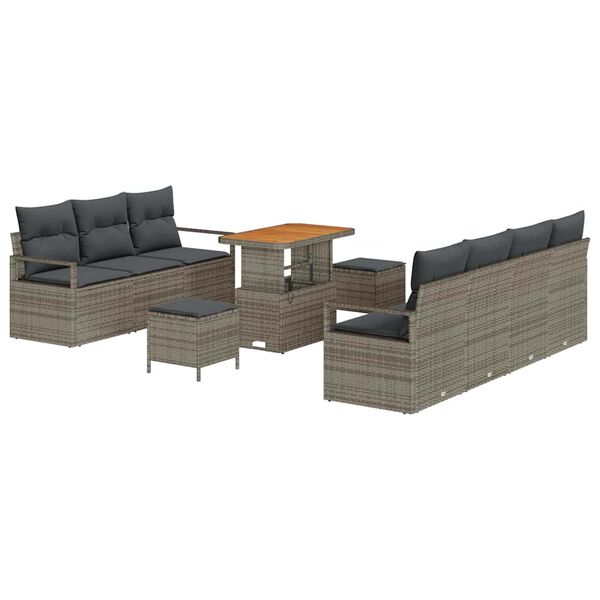 vidaXL Tuin Sofa Set met kussen 10 pcs Grijs Poly riet