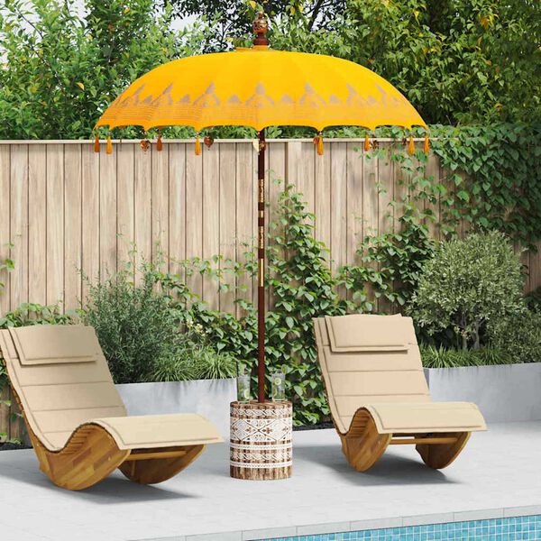 vidaXL Balinese parasol met basis Geel 185 x 185 x 260 cm