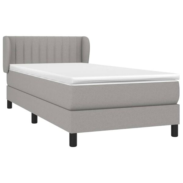 vidaXL Boxspring met matras stof lichtgrijs 100x200 cm