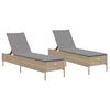 vidaXL Ligstoelen 2 st met kussens poly rattan beige